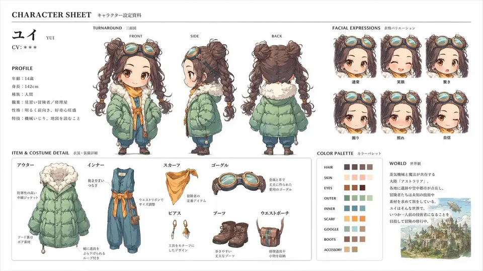 Reference image: Official Character Sheet (JP)