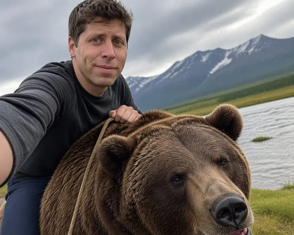 Reference image: Sam Altman Bear Selfie