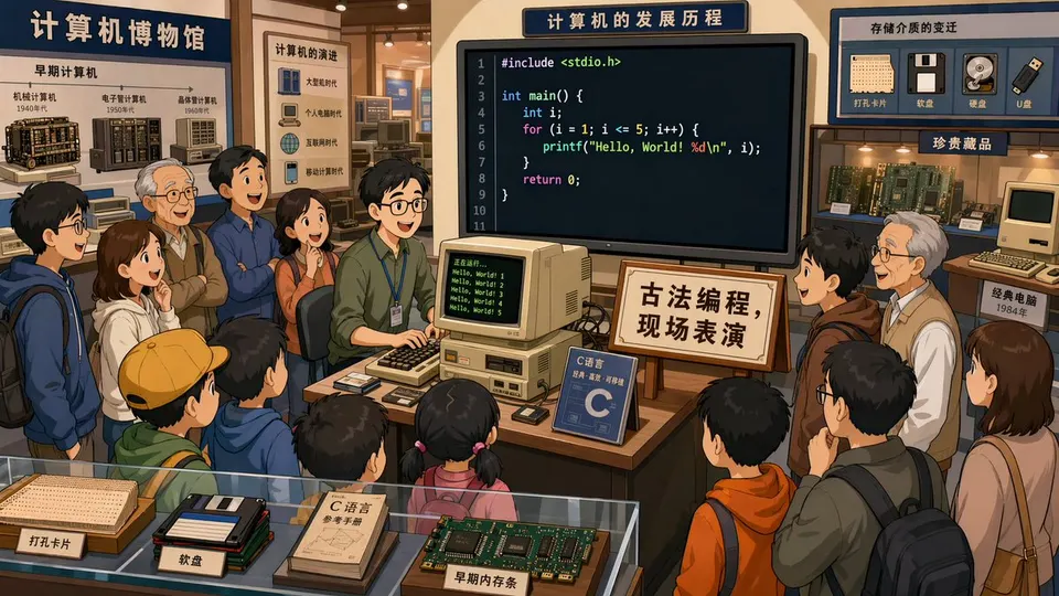 Reference image: Retro Programming Museum Cartoon