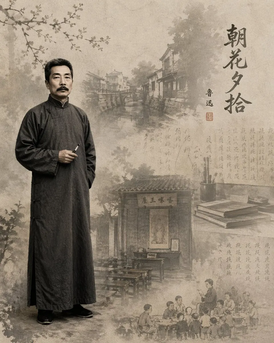 Reference image: Lu Xun Morning Flowers Illustration