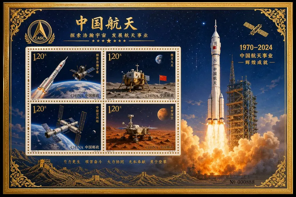 Reference image: China Aerospace Commemorative Stamp Sheet