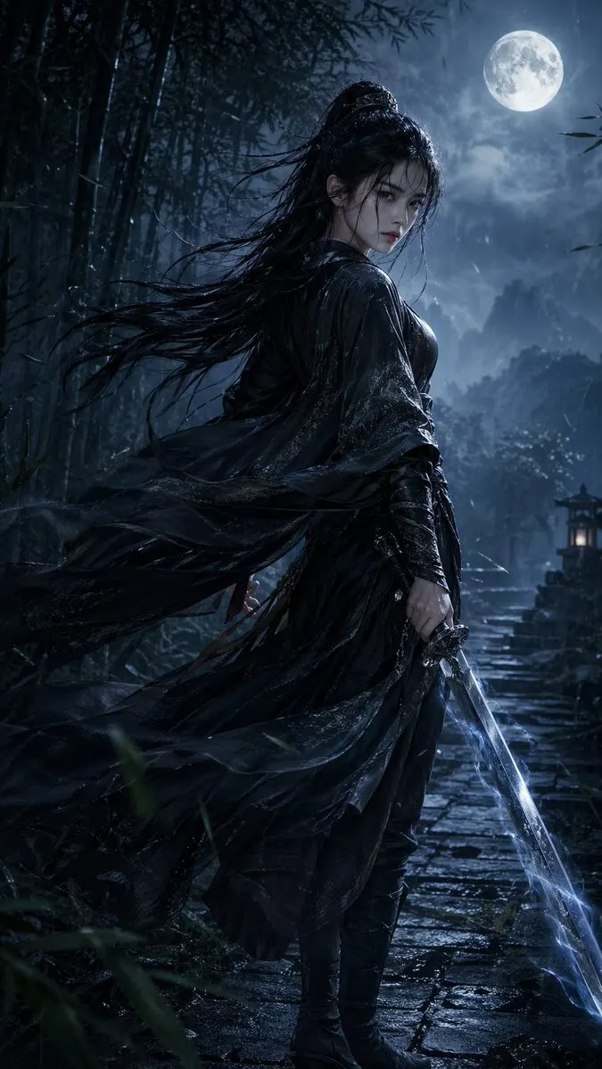 Reference image: Vertical Wuxia Heroine Portrait