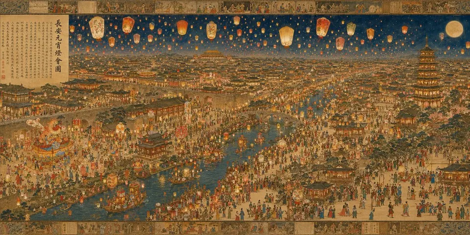 Reference image: Tang Dynasty Chang'an Lantern Festival Panorama