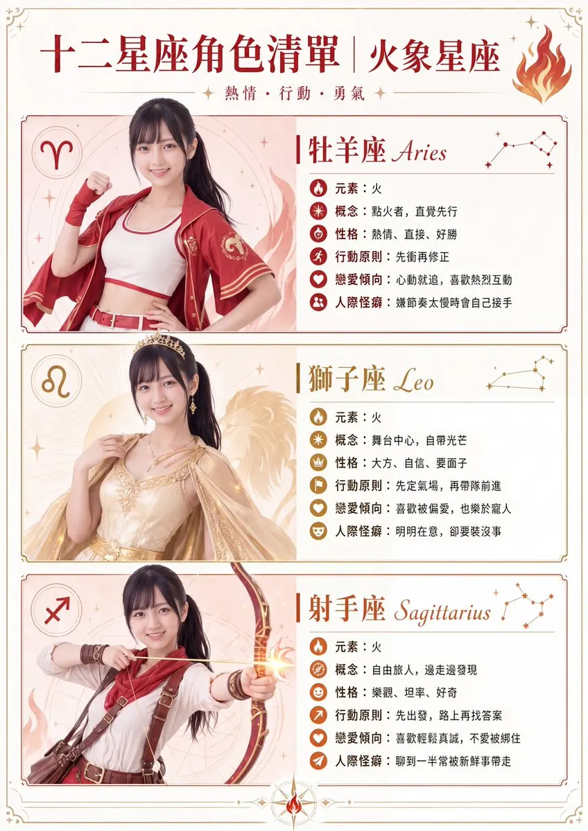 Reference image: Fire Sign Zodiac Character Poster