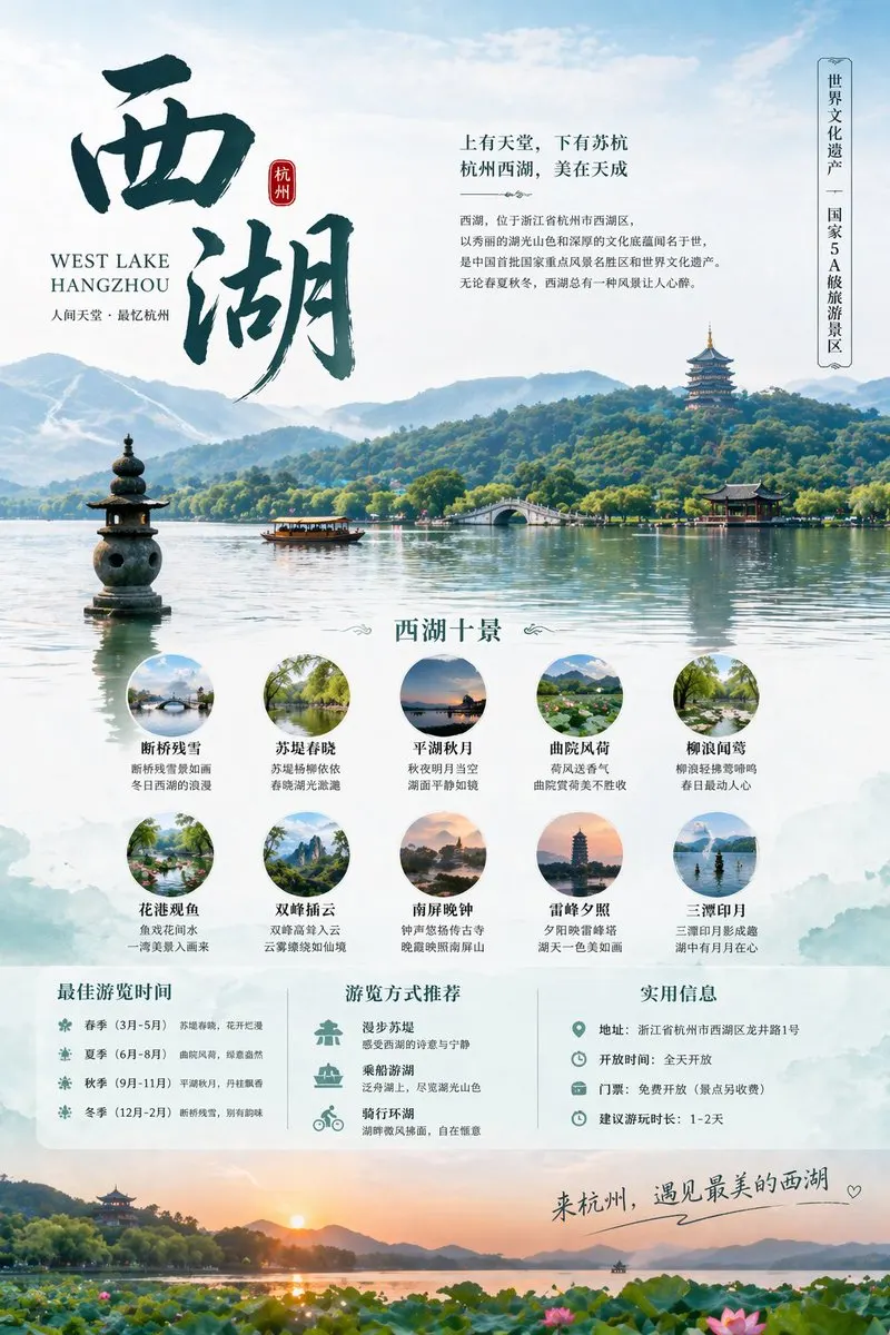 Reference image: Hangzhou West Lake Travel Poster