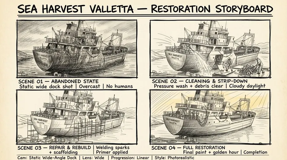 Reference image: Hand-Drawn Storyboard Sheet